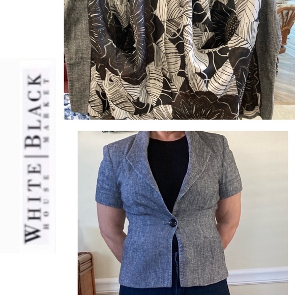 White House Black Market Jackets & Blazers - 🆑WHBM elegant fitted lined short sleeve Linen/Cotton Blazer/Suit Jacket NWOT